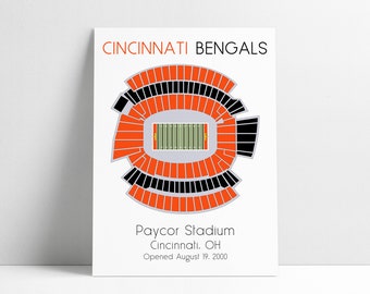 Cincinnati Bengals Paycor Stadium NFL Football Stadium Seating Map Art Poster Print Fan Gift