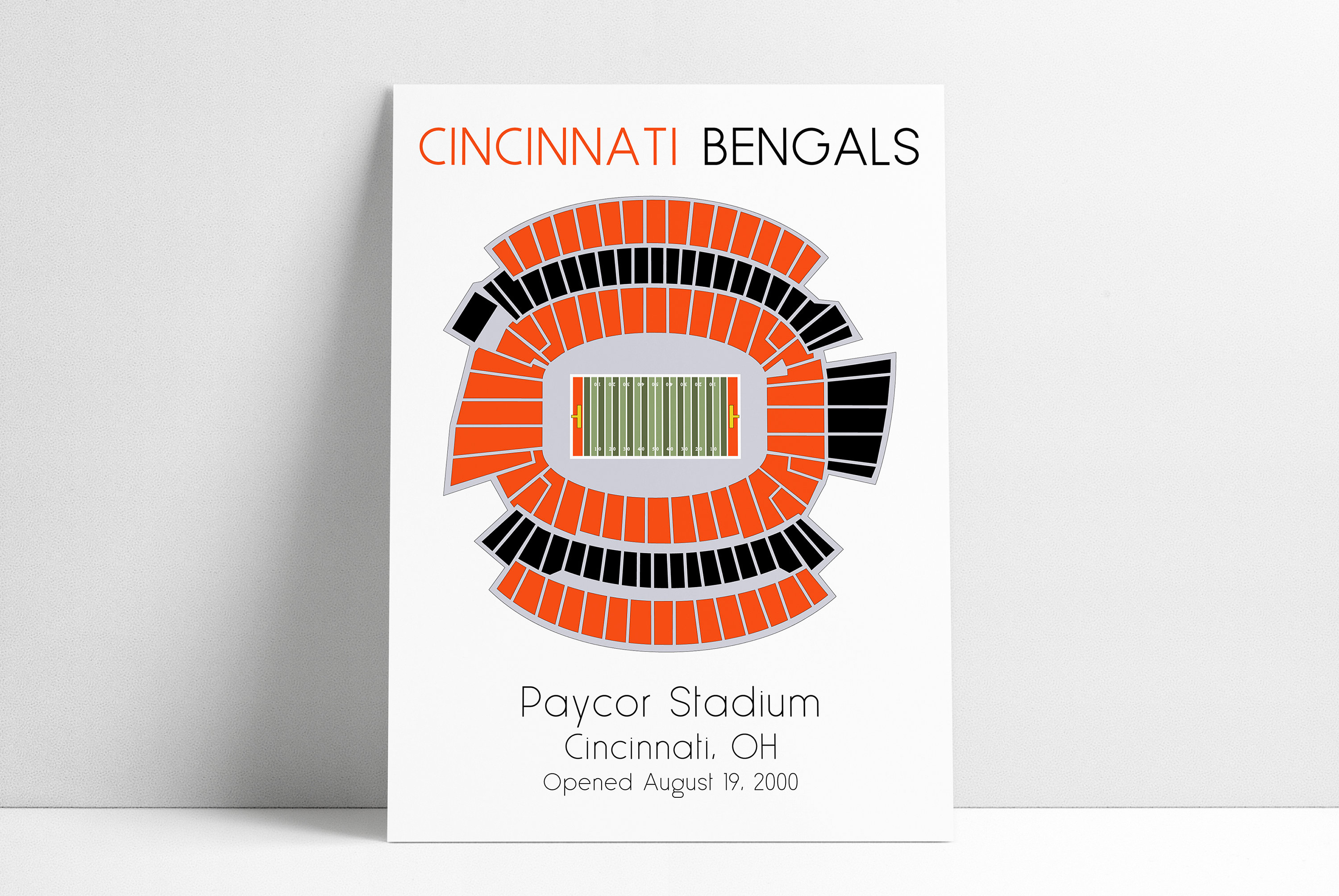 Cincinnati Bengals Paycor Stadium NFL Football Stadium Seating Map