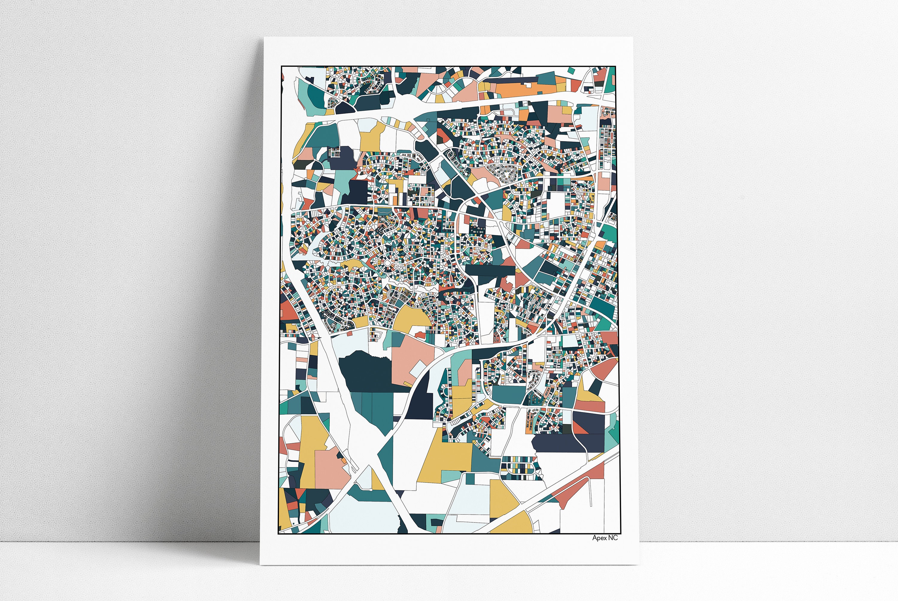 Apex NC Map Art Print: Abstract North Carolina Home Decor - Etsy