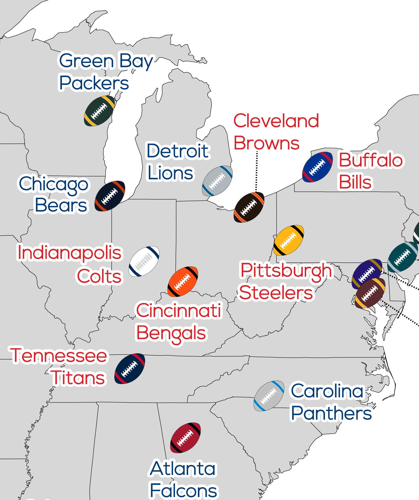 Nfl Stadiums Map Poster