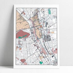 Osh Kyrgyzstan Map Art Print: Colorful Abstract City Streets