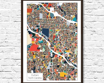 Durham NC Map Print, Durham NC, Durham Art, Map Art, Durham Poster, City Map Artwork