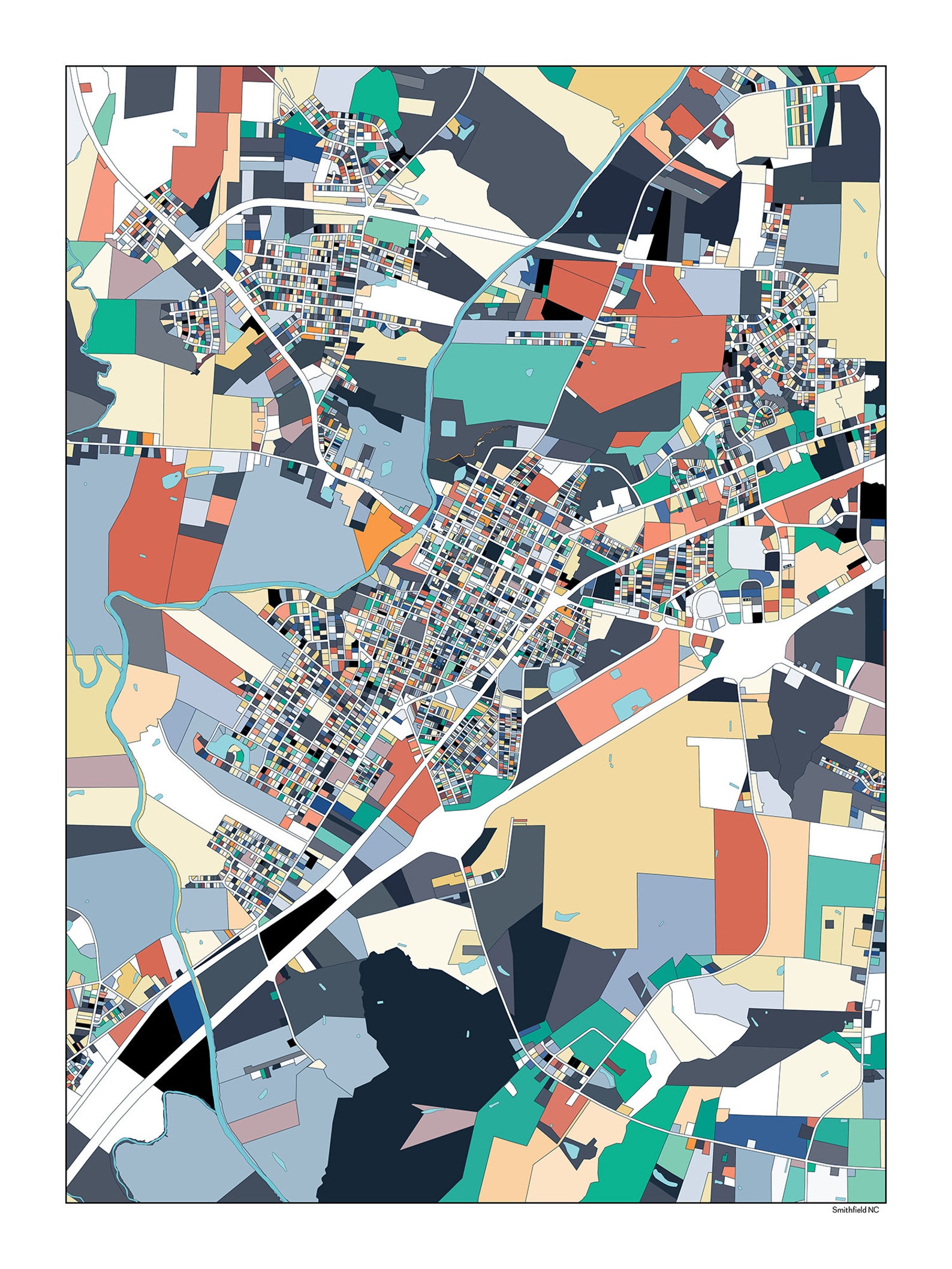 Smithfield NC Wall Art Map Print Poster Housewarming Gift Etsy