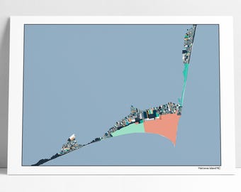 Hatteras Island Map Art Print: Avon NC, Outer Banks Beach House