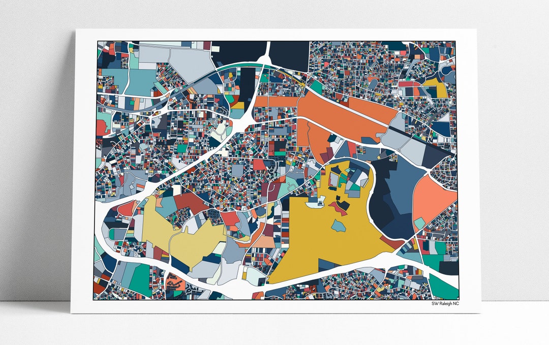 West Raleigh West Raleigh NC Map Art Poster - Etsy