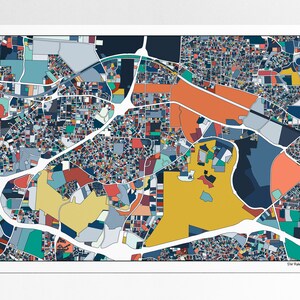 Affiche d'art de carte de West Raleigh NC
