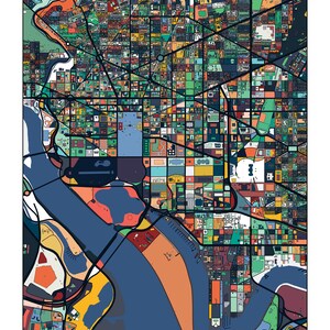 Washington DC City Streets Buildings Map Art Poster Print Wall Art Home Decor Gift Abstract Art 6 Color Options Multiple Sizes C4