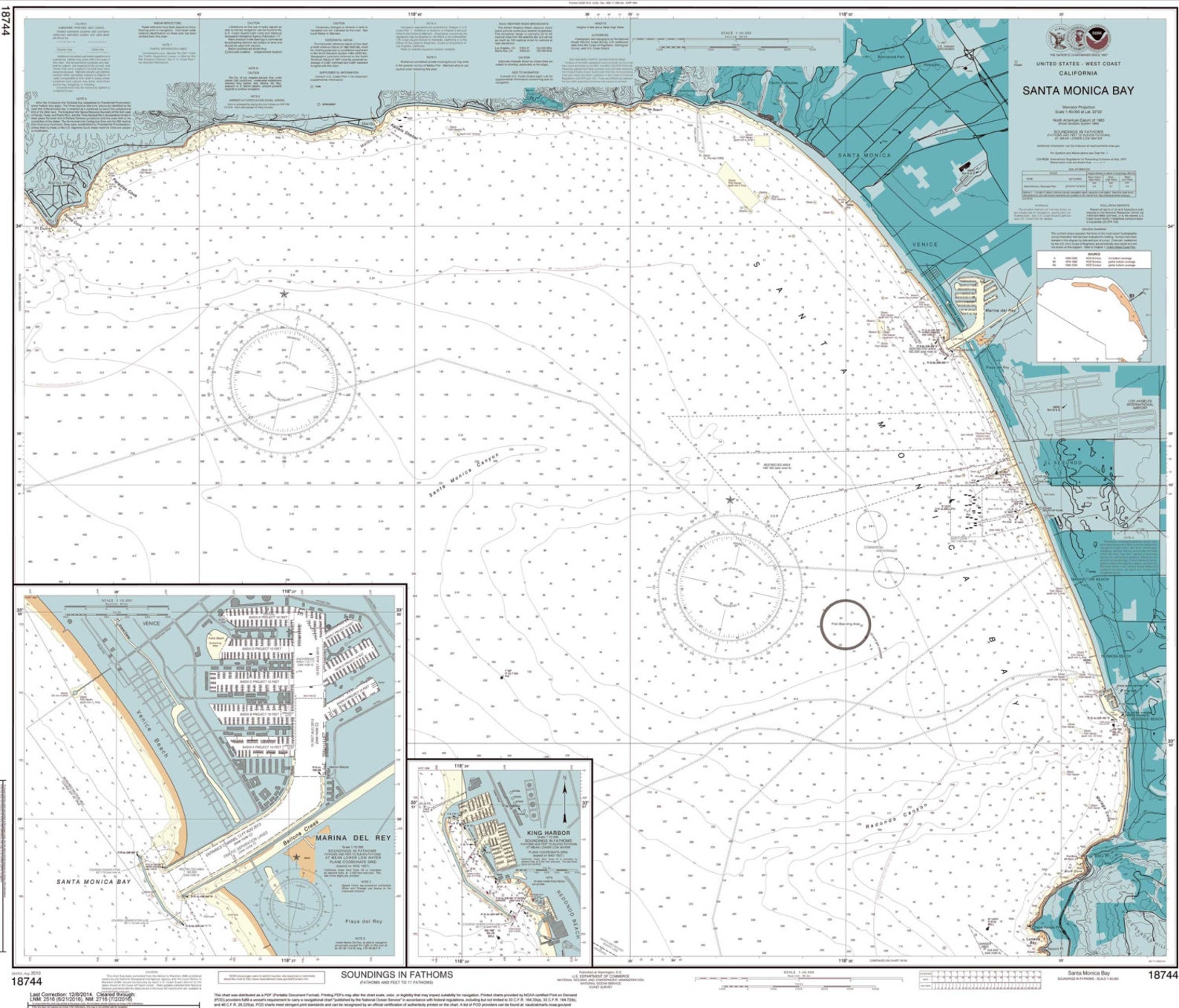 Santa Monica Nautical Chart Beach House Decor Santa Monica Etsy