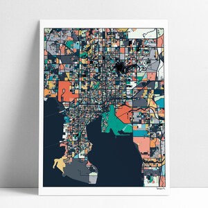 Tampa FL City Map Art Print Tampa Beach Florida Poster Beach House Wall Art Home Decor