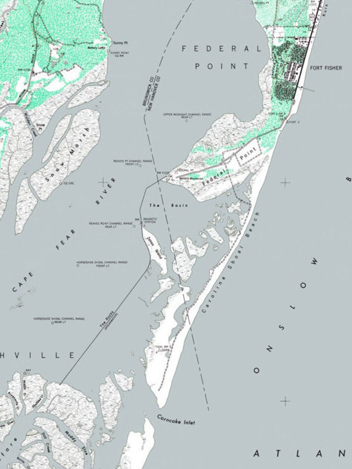 Kure Beach NC Map Poster Print Wall Art Beach Home Decor Gift Etsy
