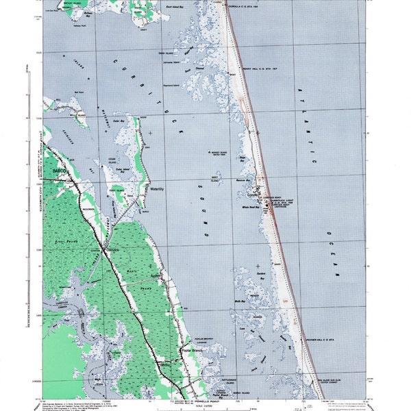 Outer Banks Corolla NC Vintage Map Print Beach House Decor, Outer Banks, Corolla NC, Corolla Art Print, Corolla Poster, Vintage Map Print