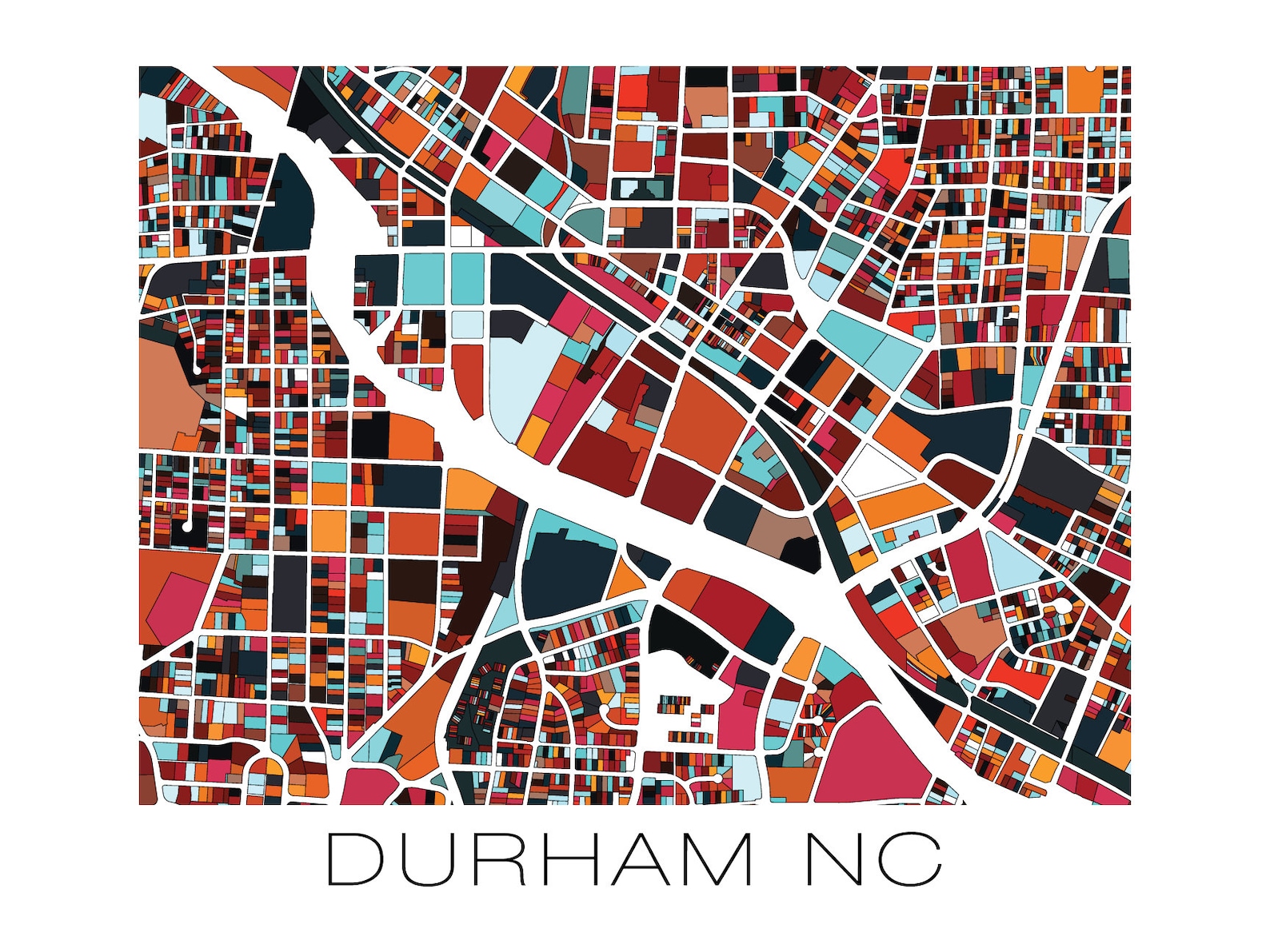 Durham NC City Map 3 Color Options Durham Art City Etsy