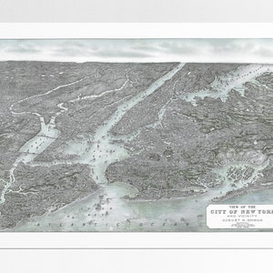 New York City NY 1884 Vogelperspektive Historische Karte Digital verbesserte Posterdruck 1907 NYC Vogelperspektive Perspektive Karte - 2 Versionen