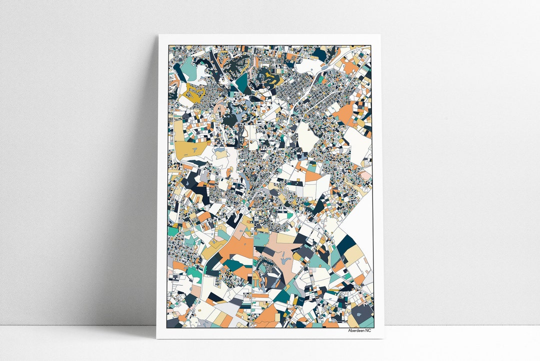 Aberdeen NC Map Art Print Etsy