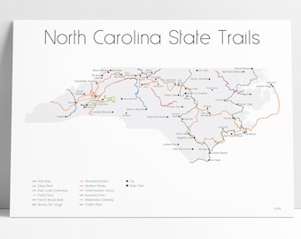 North Carolina State Trails Map: Hiker & State Park Gift