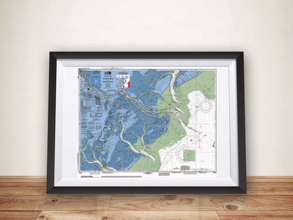 Savannah GA Nautical Chart Art Print: Coastal Georgia Map