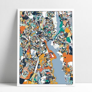 Cartaz de arte de parede Providence RI, pôster de impressão de mapa, presente de inauguração de casa, pôster de arte de Providence, arte de parede, decoração para casa, decoração de escritório, presente, impressão, arte abstrata