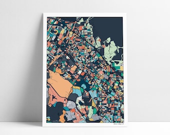 Silicon Valley Map Art Print: Abstract Menlo Park, Palo Alto, Stanford