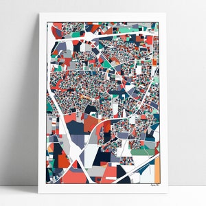 Apex NC Map Art Print: Abstract North Carolina Home Decor