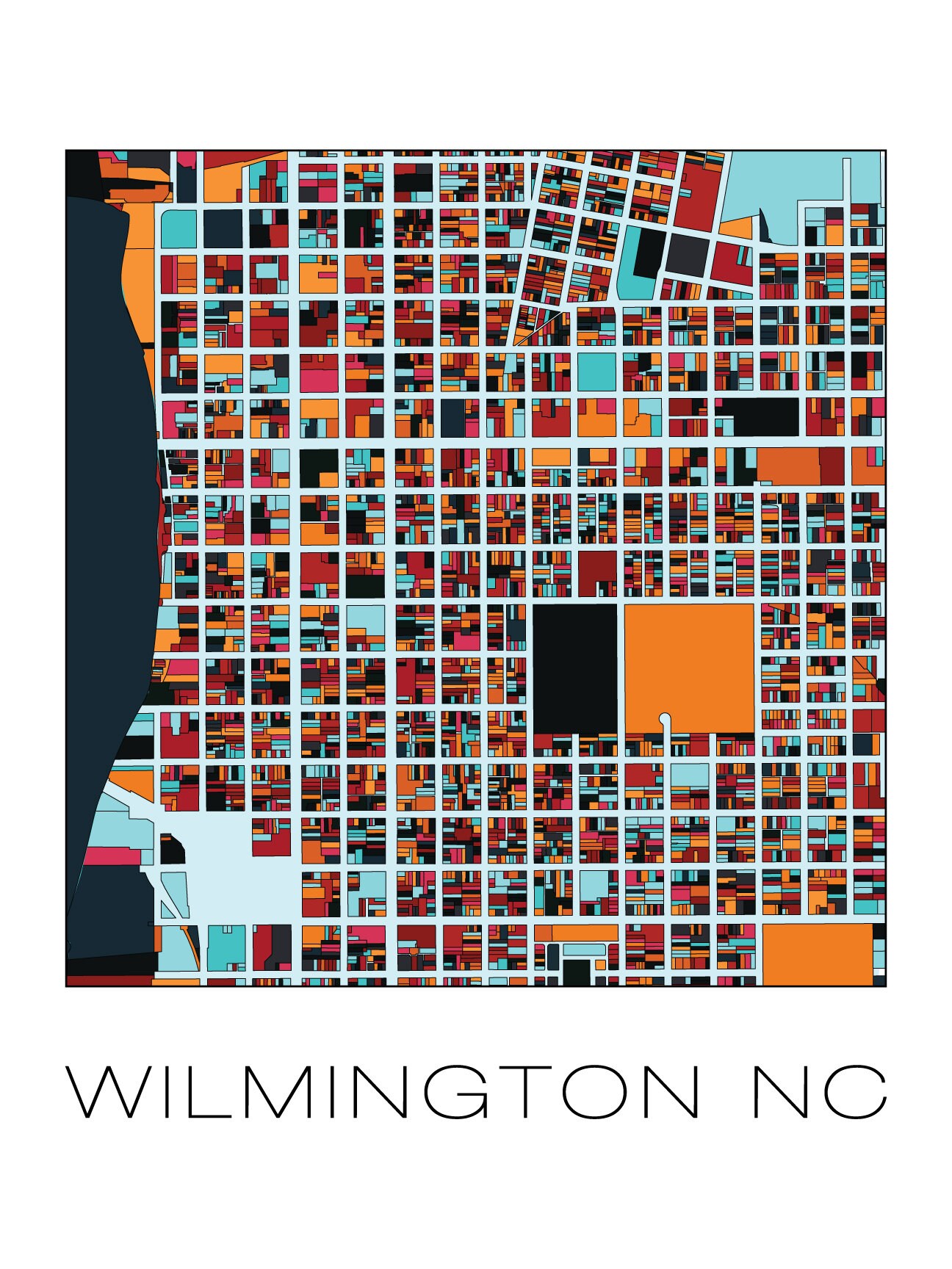 Wilmington NC Map Art Wilmington NC Wilmington Print Art | Etsy