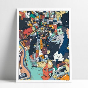 Asheville City Map Wall Art Print Poster Housewarming Gift Asheville NC Poster Wall Art Home Decor Office Decor Gift Print Abstract Art