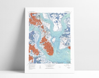 Historic Charleston SC Map Art Print: 1948 Topographic Map