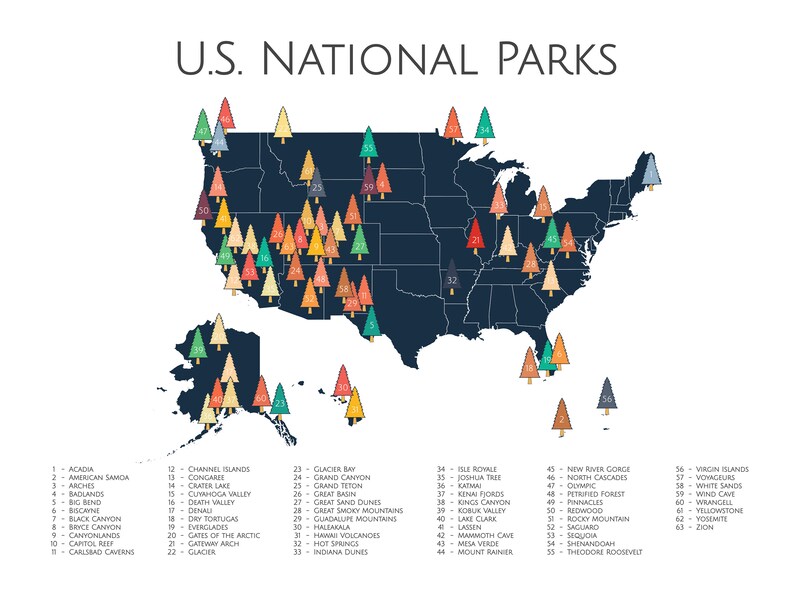 National Park Poster, National Park Map Art Camper Hiker Explorer Travel Art Map Adventure Home Decor Nursery Wall Art Gift image 8