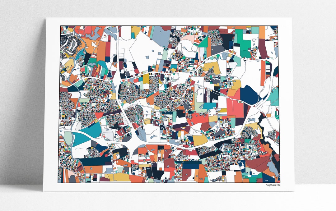 Knightdale NC Map Art Print Wall Art Poster Housewarming Gift Etsy