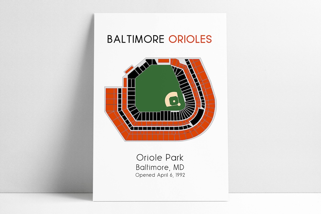 Baltimore Orioles Stadium Map Art Print Camden Yards Seating Chart Etsy