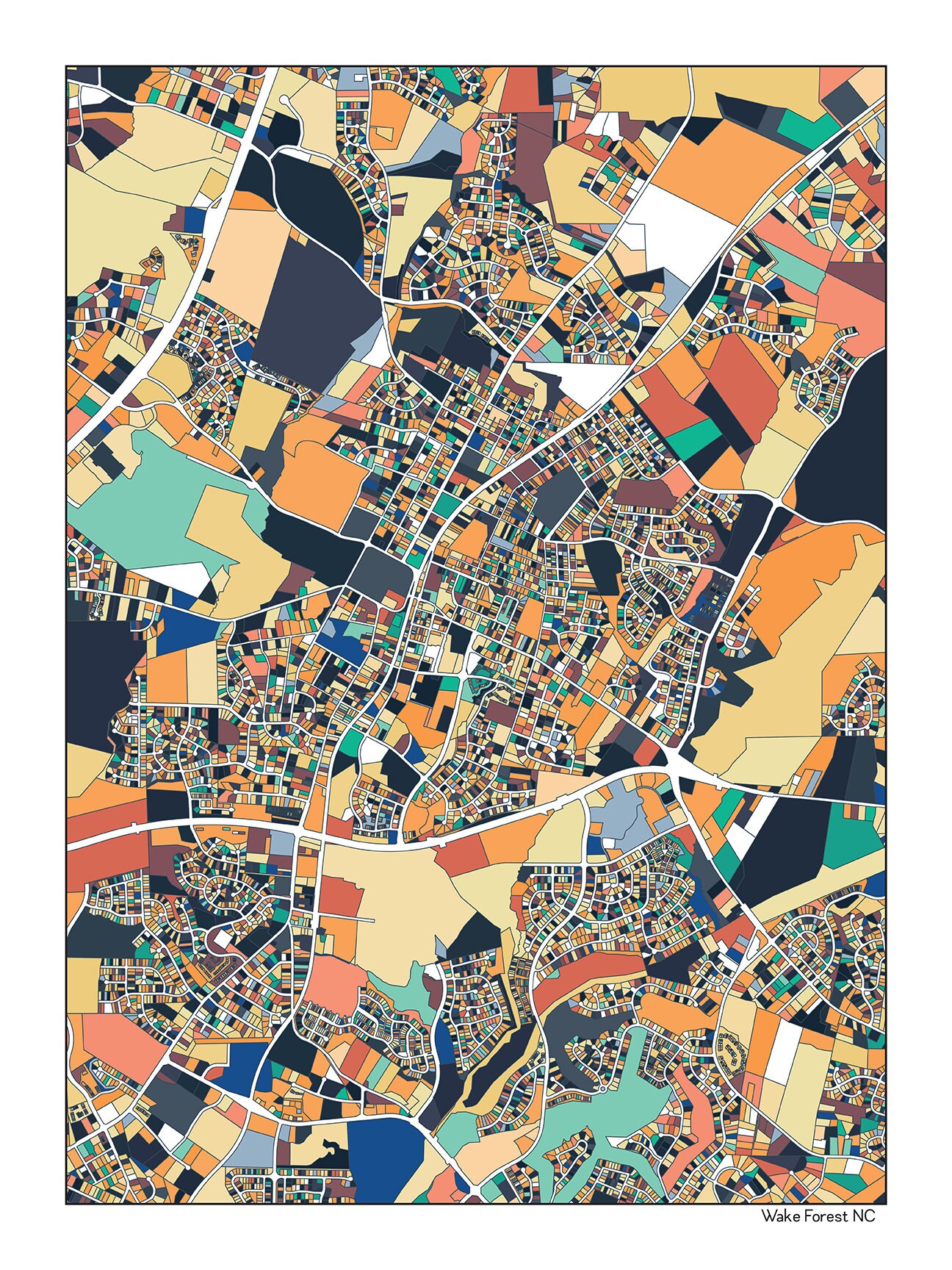 Wake Forest NC Wall Art Map Print Poster Wake Forest Etsy