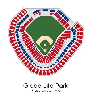 Texas Rangers, MLB Stadium Map, Ballpark Map, Baseball Stadium Map ...