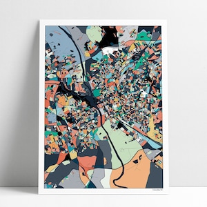 Columbia SC City Map Art Print, University of South Carolina Campus Unique Art Map Poster, Columbia City Map, University of SC Gamecocks Art