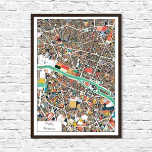 Paris France Abstract City Map Art Poster Print, Paris Poster, Paris Map Print, France Wall Art, Paris Gift