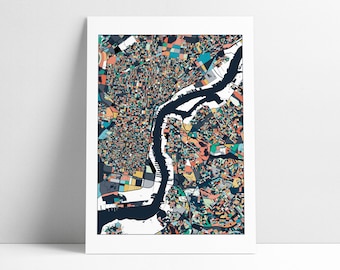 Philadelphia PA City Map Art Print Home Decor Philly Map Abstract Wall Artwork Poster