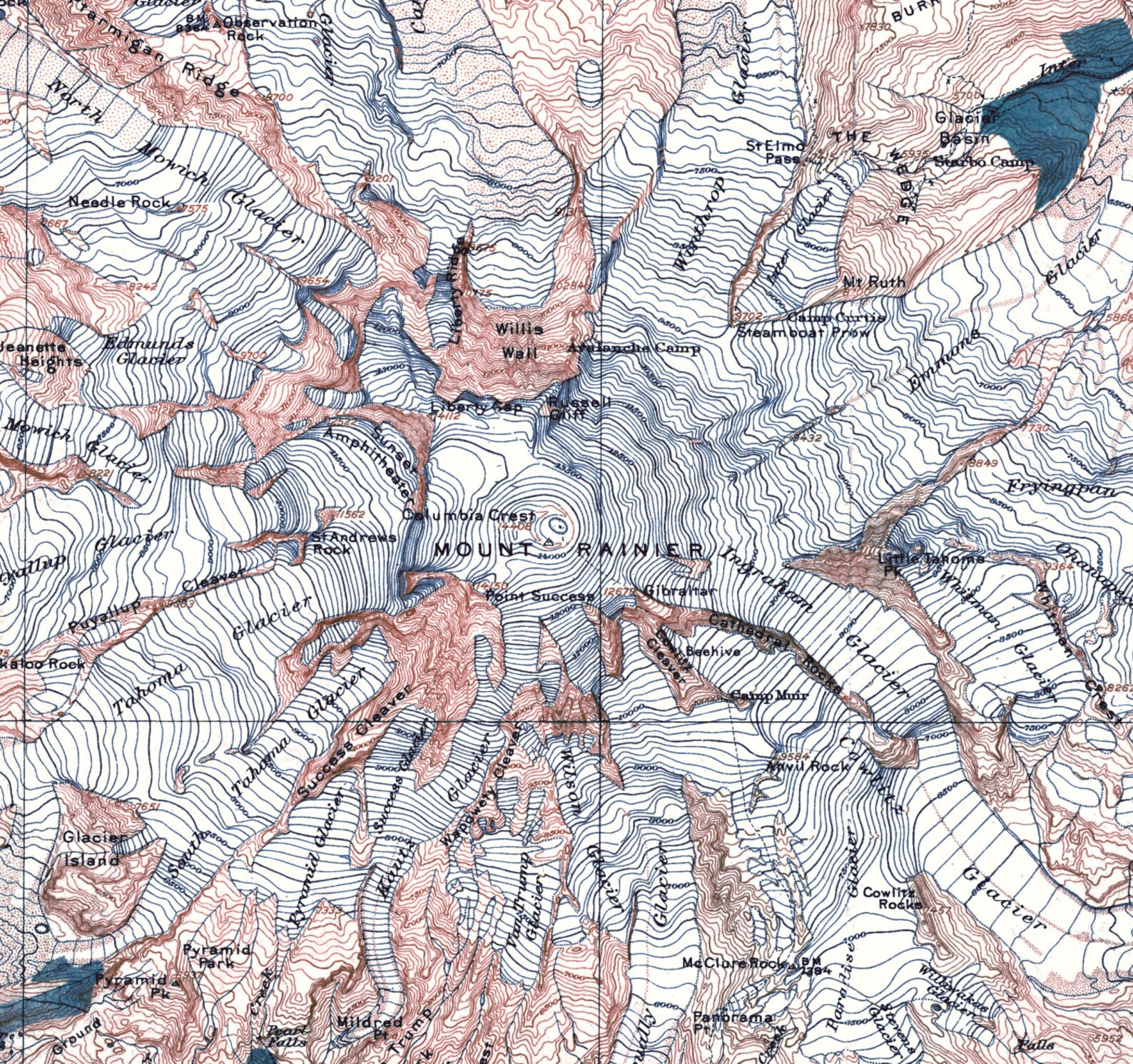 Mt Rainier, Topo, Mt Rainier Poster, Topography, Mt Rainier Print