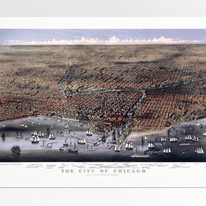 Vintage Recolored Map Art Print of Historic Chicago IL, Chicago Art, Chicago Illinois, Chicago Map Art Hometown Gift