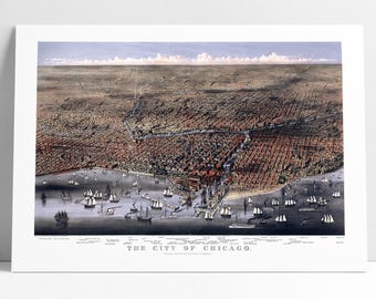 Vintage Chicago Map Art Print: Recolored Historic Illinois Topographic Map