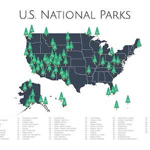 National Park Poster, National Park Map Art Camper Hiker Explorer Travel Art Map Adventure Home Decor Nursery Wall Art Gift image 7