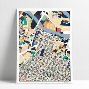 Póster con impresión artística de mapa de la ciudad abstracta de Savannah GA, mapa de Savannah Georgia, despedida de soltera, regalo de inauguración de la casa, decoración del hogar de Savannah GA
