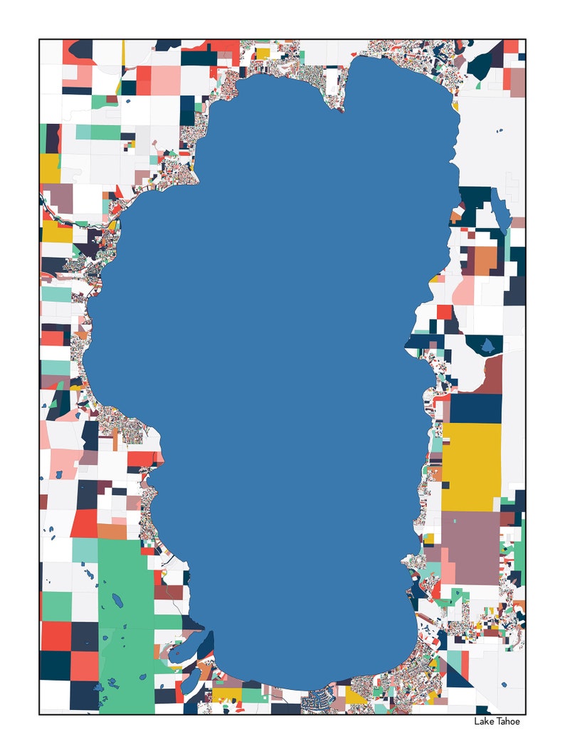 Lake Tahoe Map Wall Art Lake House Decor Office Decor Etsy