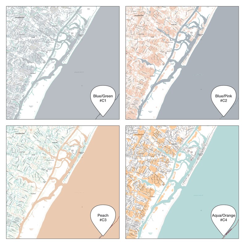 Wrightsville Beach NC Map Wrightsville Beach NC Wrightsville Etsy