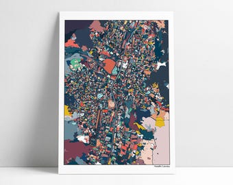 Medellin Colombia City Streets Map Art Print Artwork Poster Home Decor Gift