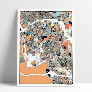 Asheville NC abstracte kaart Art Print poster North Carolina Mountains Home decor housewarming verplaatsen pensioen bruiloft afstuderen cadeau-ideeën