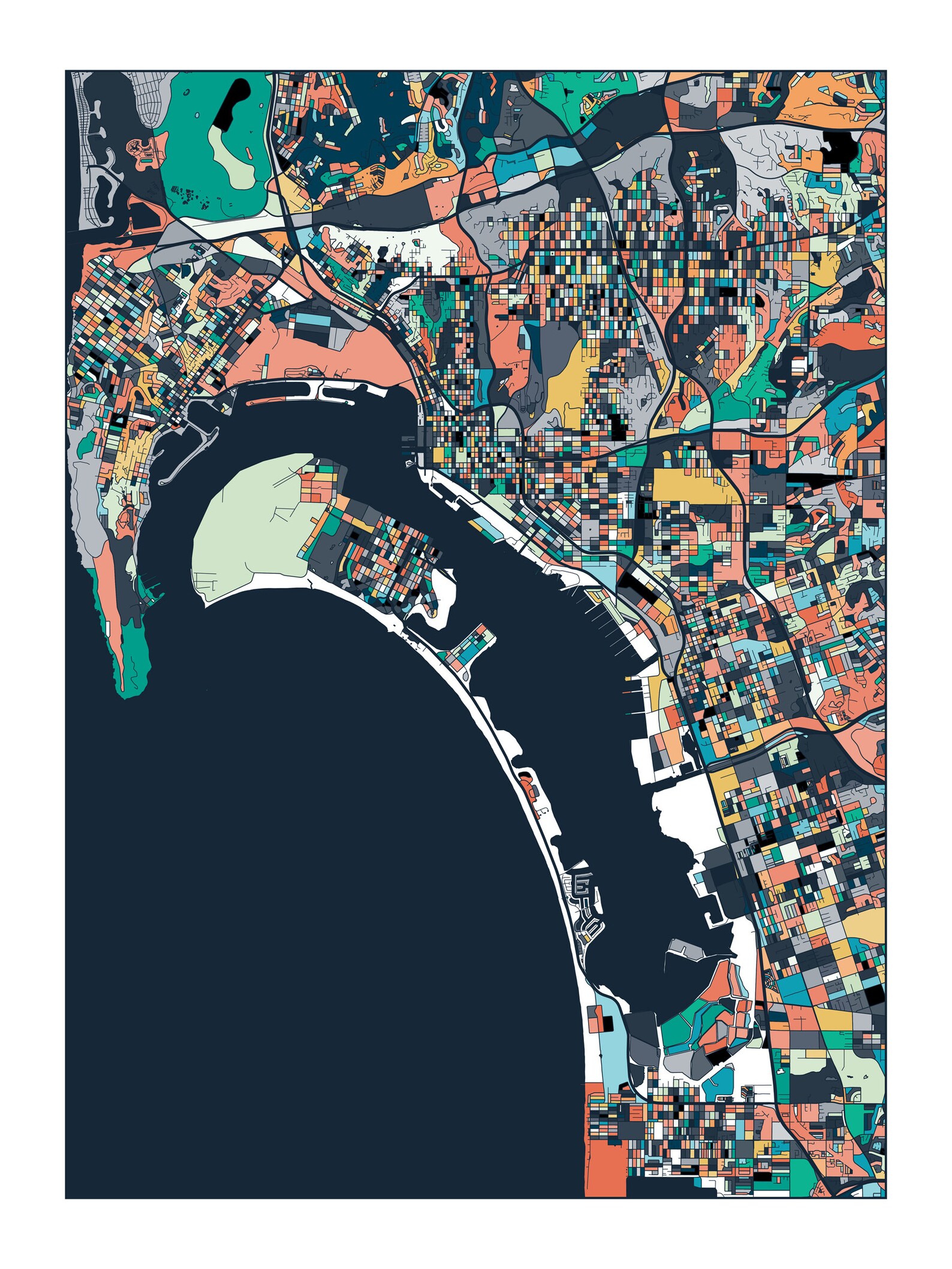 San Diego Wall Art Map Print Home Decor San Diego Print Etsy