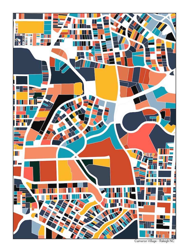 Cameron Village Raleigh NC Wall Art Map Print Poster Etsy
