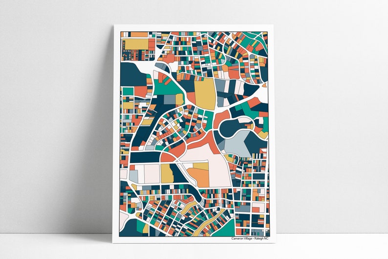 Cameron Village Raleigh NC Wall Art Map Print Poster Etsy