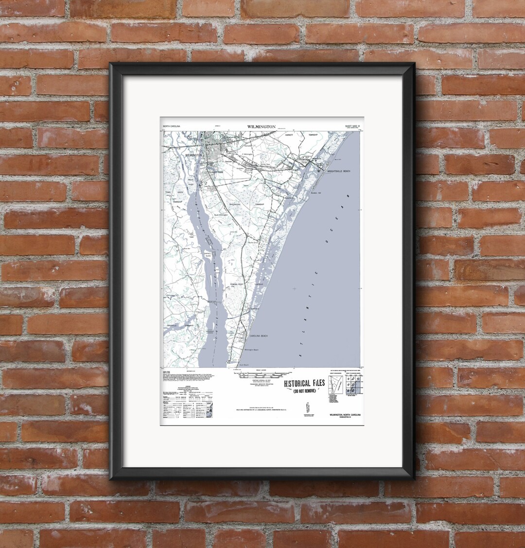 Wilmington NC Vintage Map Art Poster Print Beach House Decor Wilmington