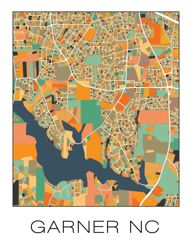 Garner NC Abstract Map Art Poster Print Garner NC North - Etsy