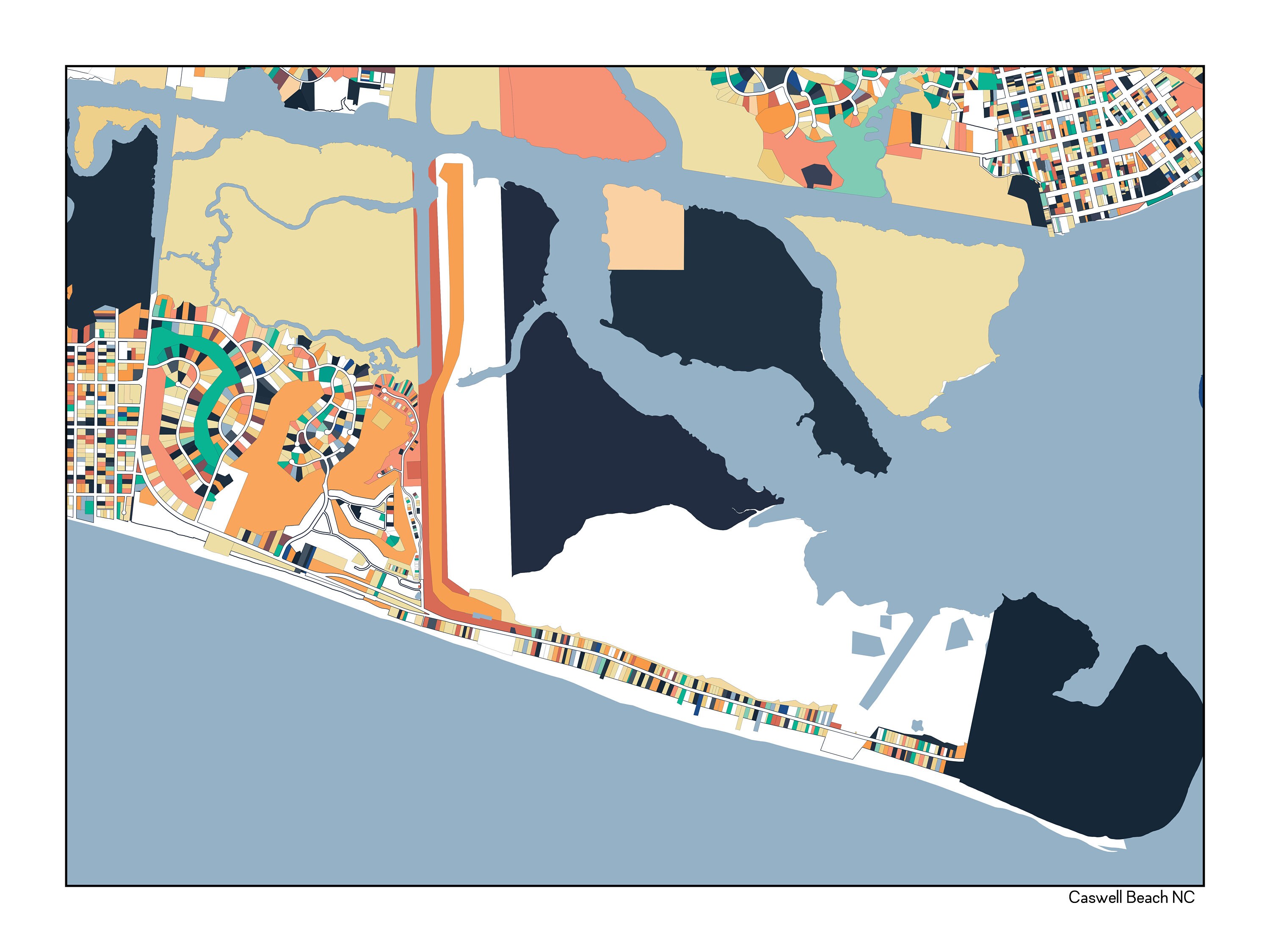 Caswell Beach NC Wall Art Map Print Poster Beach House Art Etsy