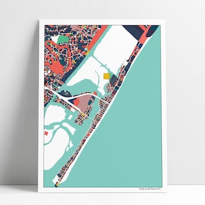 Wrightsville Beach NC Map Art Print: Coastal Carolina Home Decor